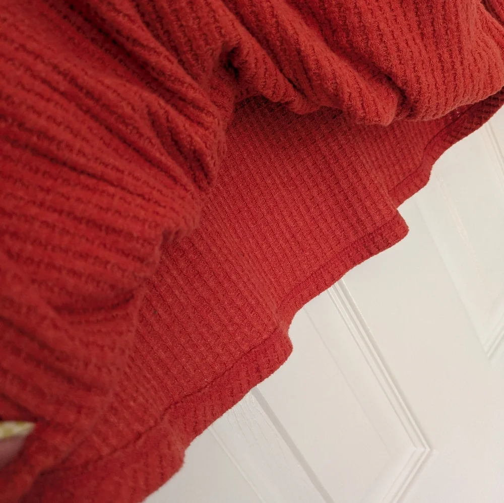 Anthropologie Orange Waffle Knit Crossbody Wrap Sweater Sz S - Picture 3 of 12